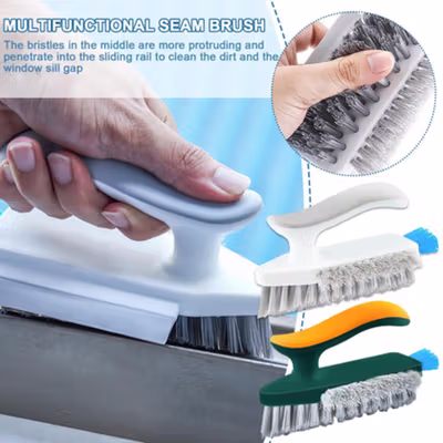 HGV Sikat Pembersih WC 4in1 Bathroom Tile Ceramic Cleaning Brushes - G6 - Green/Yellow — gambar 4
