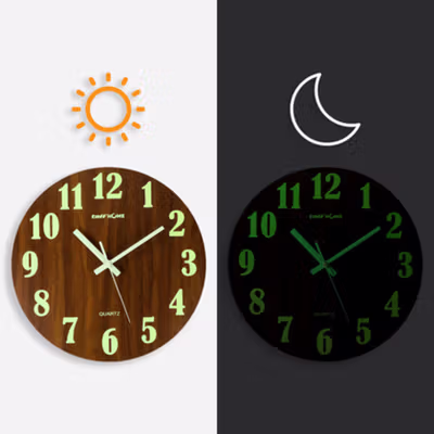TaffHOME Jam Dinding Bulat Quartz Luminous Silent Movement 30cm MDB1 - Wooden — gambar 4