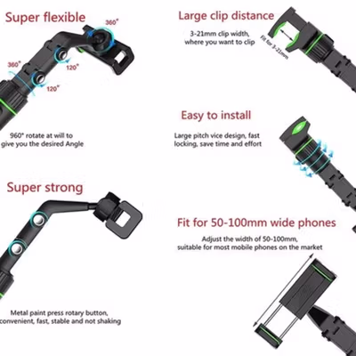 OLAF Holder HP Mobil Clamp Adjustable 360 Rotation Car Phone Holder - OL1 - Gray/Black — gambar 4