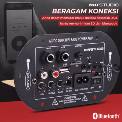 TaffSTUDIO Amplifier Board Audio Bluetooth Subwoofer DIY 35W - D30K - Black — gambar 4