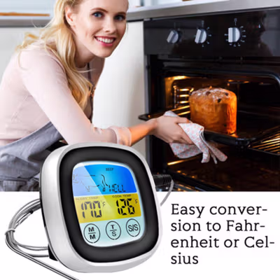 Anpro Termometer Makanan Digital Daging Kopi Susu Touch Screen 1 Probe - HY-2702 - Black — gambar 4