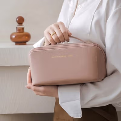 Dihope Tas Make Up Besar 6 Slot Portable Organizer Make Up Pouch - DH6 - Pink — gambar 4