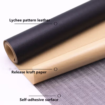 QJH Kulit Sintetis Tambal Sofa Self Adhesive PU Leather 20x30cm 5 PCS - RX279 - Black — gambar 4