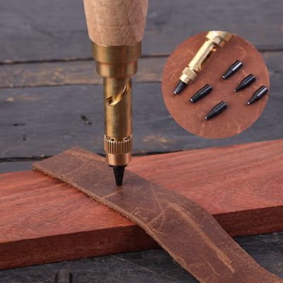 MIUSIE Alat Pembolong Tali Pinggang Hole Punch 6 Tip 1.5-4mm - MU0179 - Bronze — gambar 4