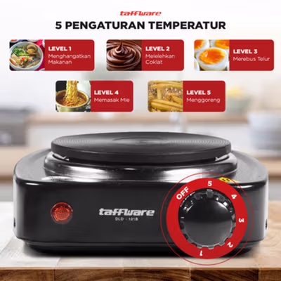 TaffHOME Kompor Listrik 1 Tungku Mini Portable Hot Plate 500W - H1-500-10 - Black — gambar 4