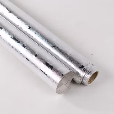 AWOO Wallpaper Aluminium Foil Anti Minyak Flower 200x60 cm - 8502 - Silver — gambar 4