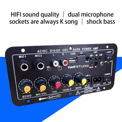 TaffSTUDIO Amplifier Board Audio Bluetooth USB FM Subwoofer DIY 400W - D10OK - Black — gambar 4