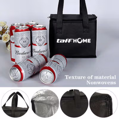 TaffHOME Tas Pendingin Makanan Cooler Bag Thermal Insulated Bag 28x14x17cm - H24 - Black — gambar 4
