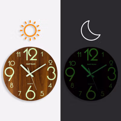 TaffHOME Jam Dinding Bulat Quartz Luminous Silent Movement 30cm MDB3 - Wooden — gambar 4