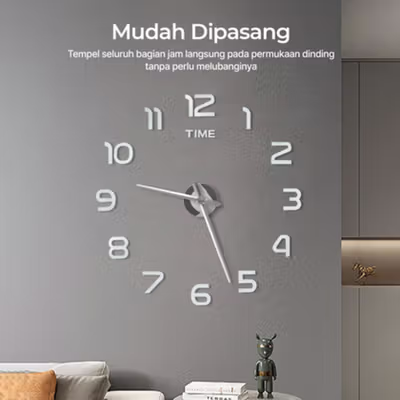 TaffHOME Jam Dinding Bulat DIY Quartz Silent Movement 80-130cm - DIY-105 - Silver — gambar 4