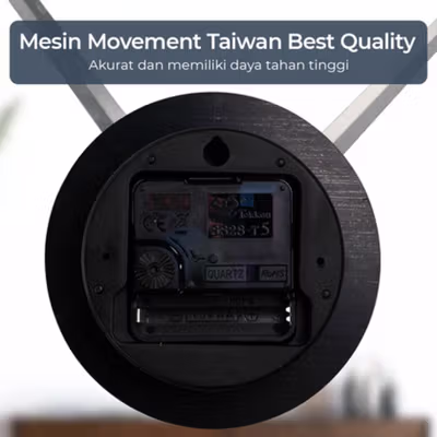 TaffHOME Jam Dinding Bulat DIY Quartz Silent Movement Giant 90-100cm - DIY-106 - Black — gambar 4