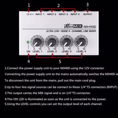 TaffSTUDIO Professional Ultra-compact Karaoke Mixer Amplifier 4 Ch - MH400 - Black — gambar 4