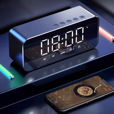 Bannixing Jam Alarm Clock with Bluetooth Active Speaker TF AUX FM - G50 - Black — gambar 4