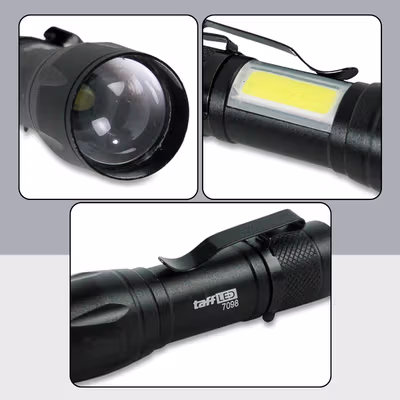 TaffLED Senter LED COB Q5 Mini Rechargeable 300 Lumens - 7098 - Black — gambar 4