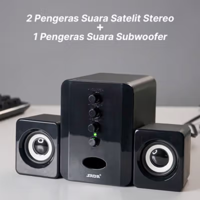 SADA Active Speaker Stereo 2.1 with Subwoofer and USB Power - D-202 - Black — gambar 4