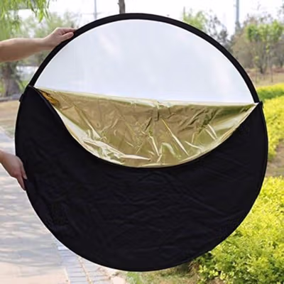 TaffSTUDIO Reflektor Cahaya Fotografi Studio 2in1 Foldable 60cm - YE-R110 - Silver/Gold — gambar 4