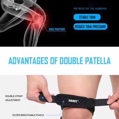 AOLIKES Deker Pelindung Lutut Power Brace Kneepad Gym Fitness 1 PCS - A-7928 - Black — gambar 4
