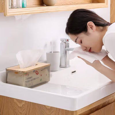 TaffHOME Kotak Tisu Kayu Nordic Minimalist Tissue Box Large - ZJ011 - Gray — gambar 4