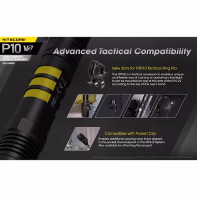 NITECORE Senter LED CREE XP-L2 V6 Waterproof IP68 1100 Lumens - P10 V2 - Black — gambar 4