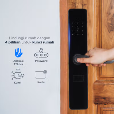 Ximiir Smart Door Lock Password Bluetooth Card Alarm TTLock - F8-TT-M - Black — gambar 4