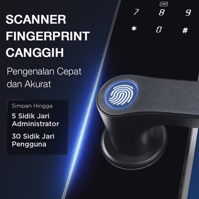 Ximiir Smart Door Lock Fingerprint Password Bluetooth Card TTLock - F8-TT-MF - Black — gambar 4