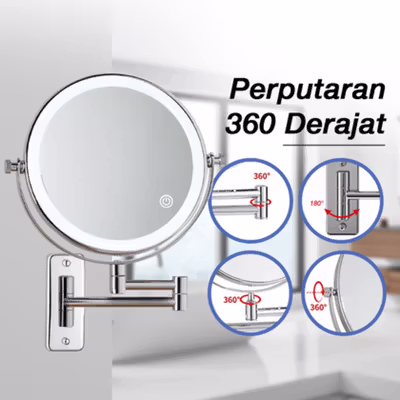 ORZ Cermin Make Up Lampu LED Double Side 7X Magnification Rechargeable - WM01 - Silver — gambar 4
