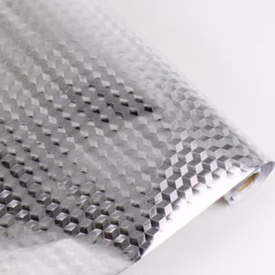 AWOO Wallpaper Anti Minyak Aluminium Foil Waterproof 300x60cm Cubic - YK-292 - Silver — gambar 4