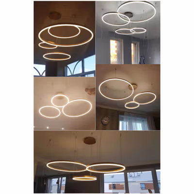 TaffLED Lampu Gantung Hias Modern Ceiling Light 3 Ring 2 Color 90W - M235 - Golden — gambar 4