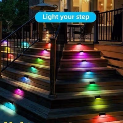 IWP Lampu Taman Hias Otomatis Deck Light Solar Power IP65 RGB 8 PCS - IW12 - Black — gambar 4