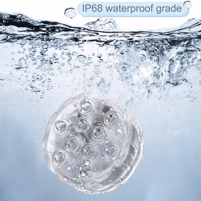 Lampu Hias RGB Bawah Air Submersible Waterproof 10 LED with Remote - 13017 - White — gambar 4