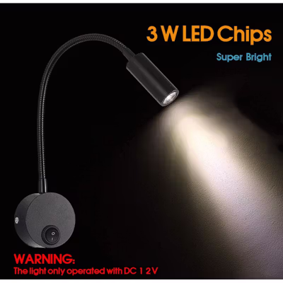 LEDSONLINE Lampu Baca LED Reading Lamp Warm White 3W with Switch - LED10 - Black — gambar 4