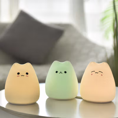 Little Cat Lampu Tidur LED Model Cute Cat RGB 5 Color 0.3W - LJC-124 - White — gambar 4