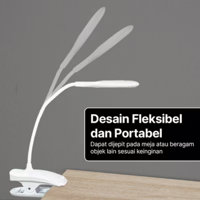 OOBEST Lampu Baca LED Read Lamp Clip Rechargeable Cool White 5V 5W - 7013-A - White — gambar 4
