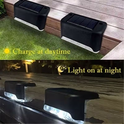 TaffLED Lampu Taman Outdoor Hias Pagar Solar Panel Cool White 6000K - OO75 - Black — gambar 4
