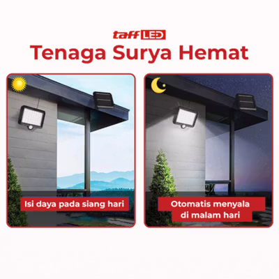TaffLED Lampu Dinding Solar Outdoor Sensor PIR Waterproof Cool White - DPT18 - Black — gambar 4