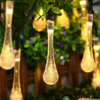 TaffLED Lampu Hias String Lights Raindrop Solar 30LED 6.5M Warm White - SP030 - Warm White — gambar 4