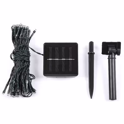 TaffLED Lampu Hias String Lights Solar Power Waterproof 100 LED RGB - YY-3210 - Black — gambar 4
