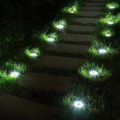 TaffLED Lampu Taman Hias Tanam Ground Light Solar IP65 8 LED - CL-022 - White — gambar 4
