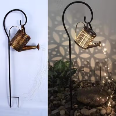 TIFICY Lampu Taman Hias Model Teko Solar Waterproof Warm White Small - ICY91 - Bronze — gambar 4
