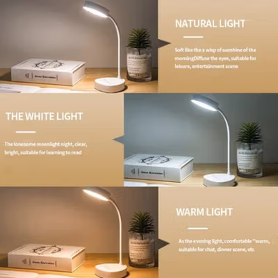 TOCH Lampu Meja Belajar Flexible Neck Eye Protection 20 LED 3 Color - 1910 - White — gambar 4