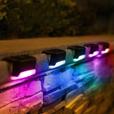 YANKE Lampu Taman Hias Pagar Balustrade Light Solar IP65 RGB 4 PCS - YA80 - Black — gambar 4