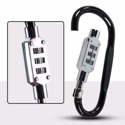 CJSJ Aluminium Alloy D-type Lock Carabiner 3 Dial Password Lock - CH206 - Black — gambar 4