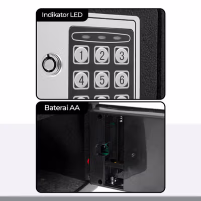 TaffGUARD Kotak Brankas Hotel Mini Password Safe Deposit Box 4.6L - EB30 - Black — gambar 4