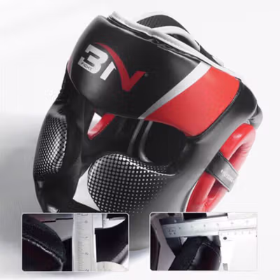 BNPRO Helm Tinju Muay Thai MMA Pelindung Kepala Size XL - BNHG-01 - Red — gambar 4