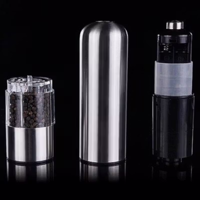 Penggiling Lada Elektrik Adjustable Salt Pepper Mill Grinder 100ml - 15CE7 - Silver — gambar 4