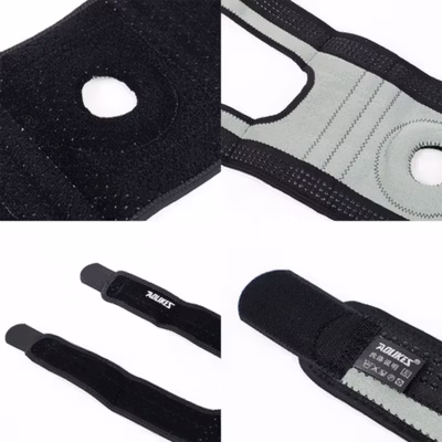AOLIKES Deker Pelindung Lutut Double Strap Kneepad Gym Fitness 1 PCS Left - A-7906 - Black — gambar 4