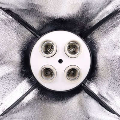 TaffSTUDIO Payung Softbox Reflektor 50x70cm E27 Four Lamp Socket - KS65 - Black — gambar 4