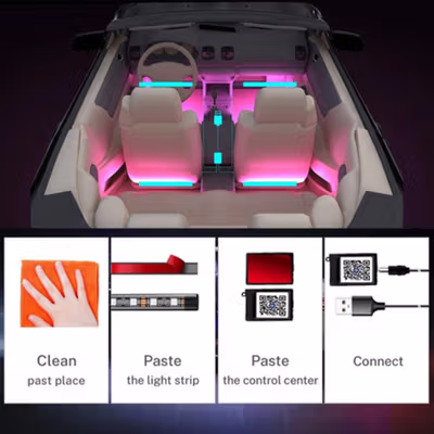 ANMINGPU Lampu LED Strip Outdoor DIY Car Foot Light RGB 36 LED 5V - AP-2 - Multi-Color — gambar 4