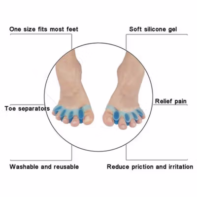 NIDETX Pemisah Jari Kaki Silikon Toe Separator Corrector 2 PCS - ND02 - Beige — gambar 4