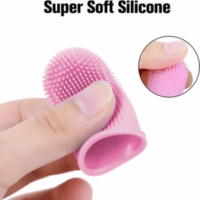 Aliye Sikat Gigi Jari Anjing Kucing Silikon Pet Finger Toothbrush - AL21 - White — gambar 4